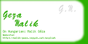 geza malik business card
