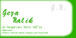geza malik business card
